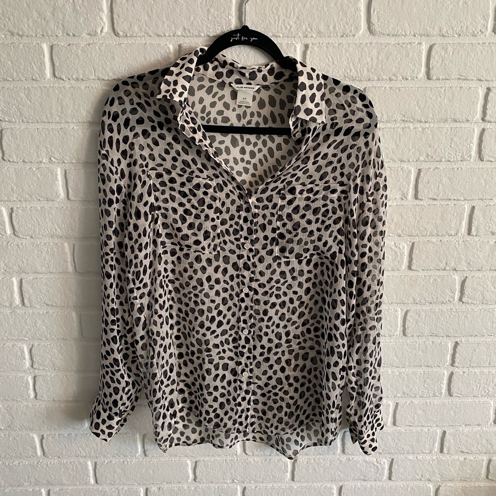 Club Monaco Leopard Print Silk Top